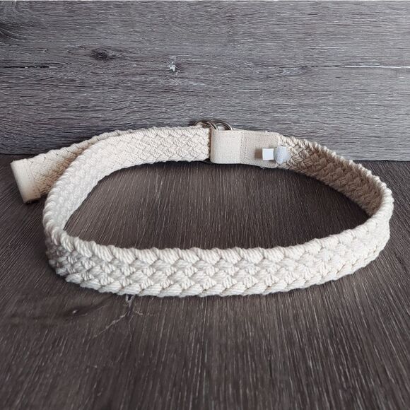 Tommy Hilfiger Cream Woven Knit Braided Belt 41.5" Long - Picture 2 of 5